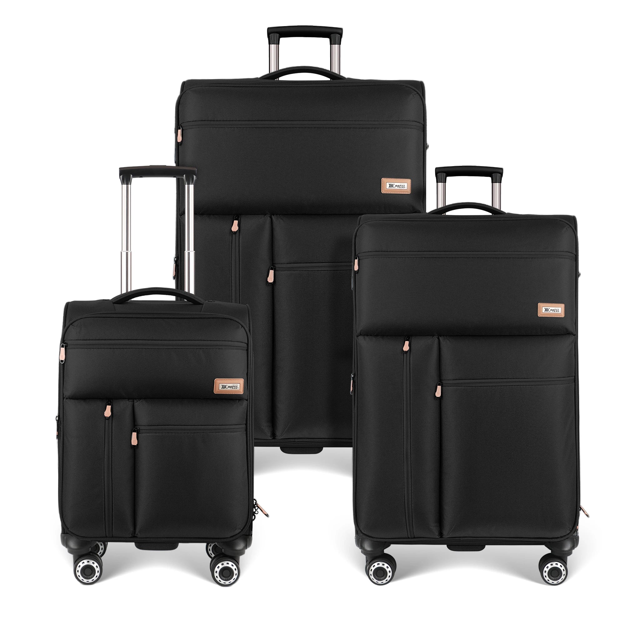 3 Piece Set Softside Luggage Upright Spinner Softshell Lightweight Suitcase Travel Set (26in/30in with 2" Expansion Gusset)