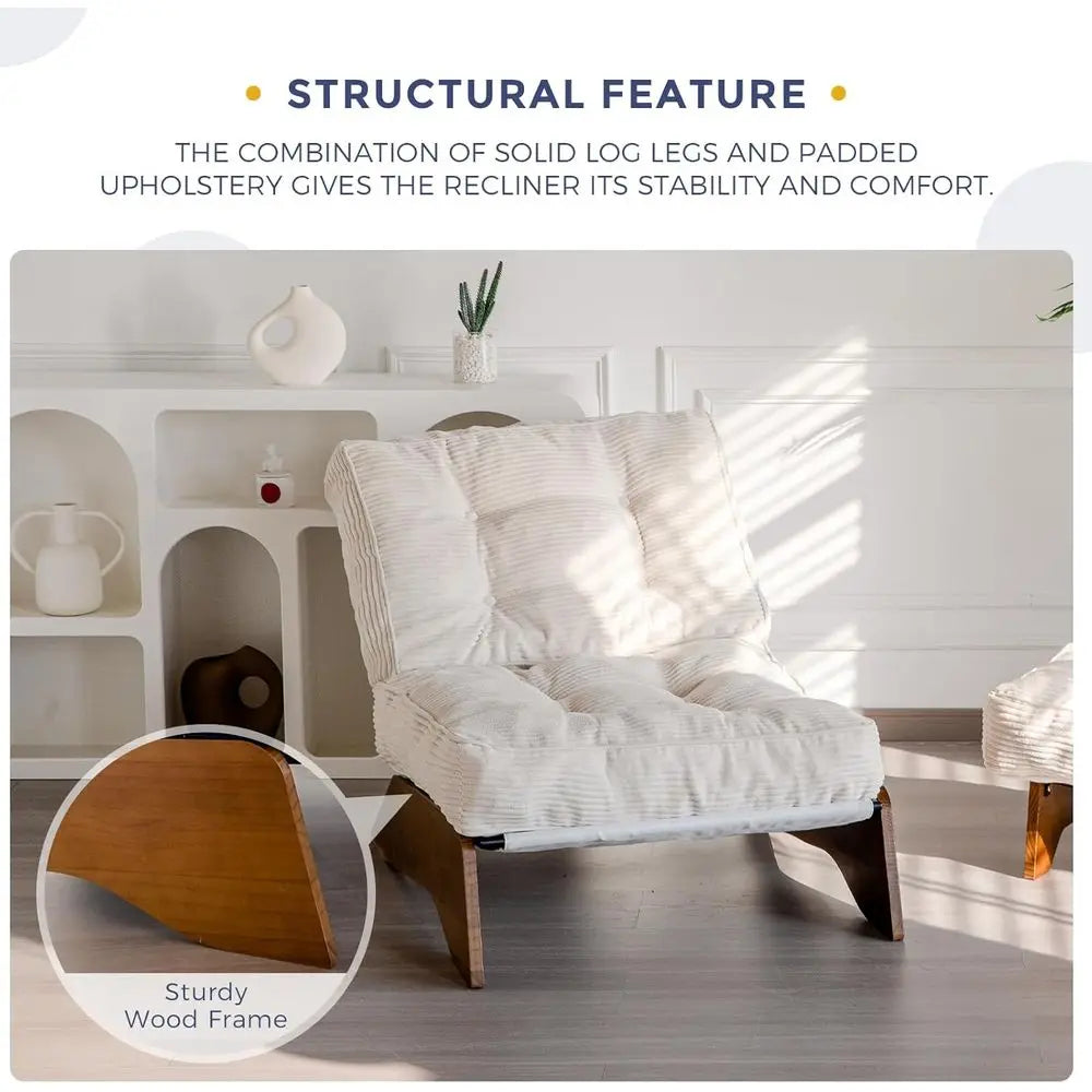 Accent Chair with Ottoman Adjustable Backrest, Upholstered Lounge Chair with Footrest Set, Cozy Reclining Chair for Reading Room