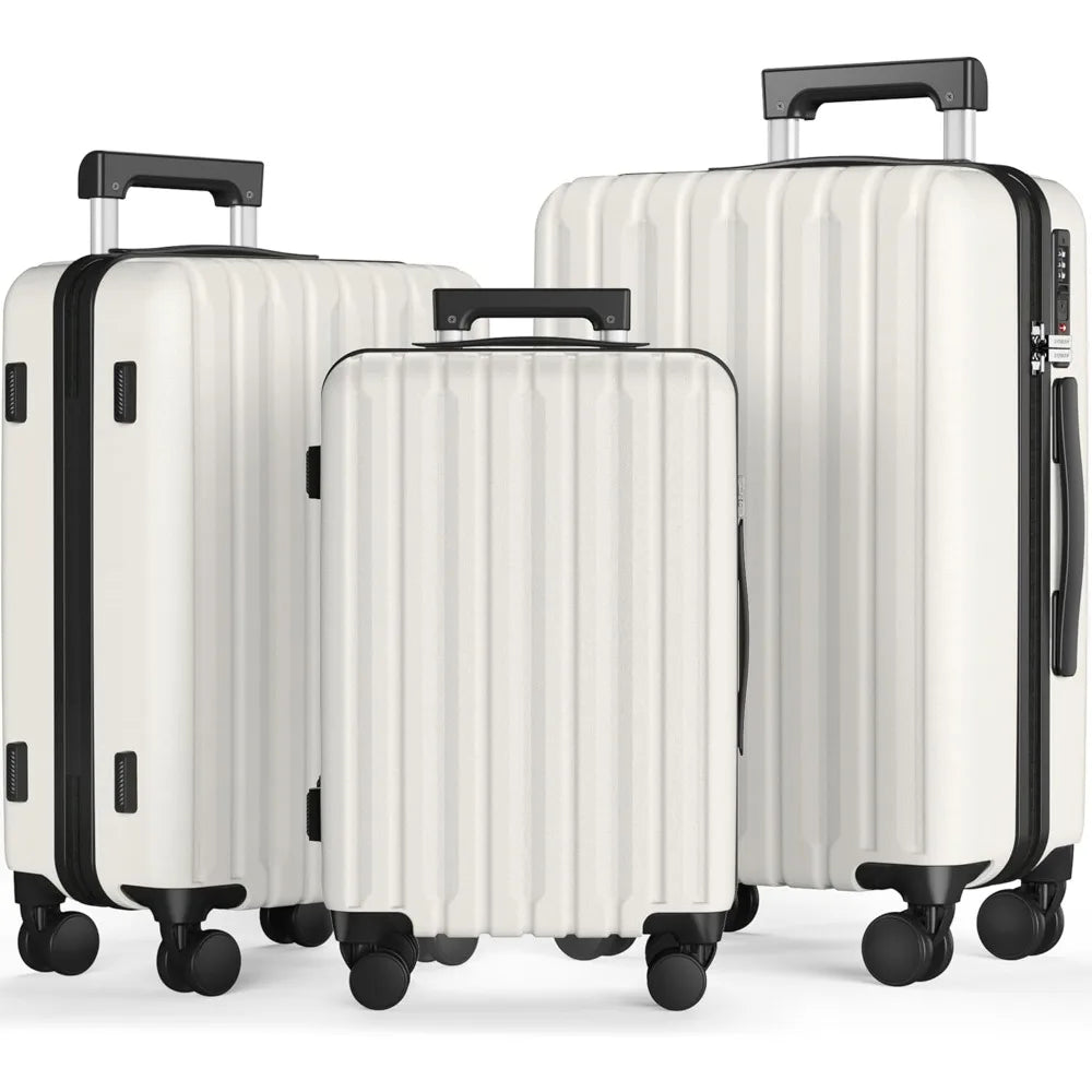 Showko Luggage 3-Piece Set: Durable 100% PC Hardshell Expandable Luggage with TSA Lock and Double Spinner Wheels - 20 & 24 Sizes