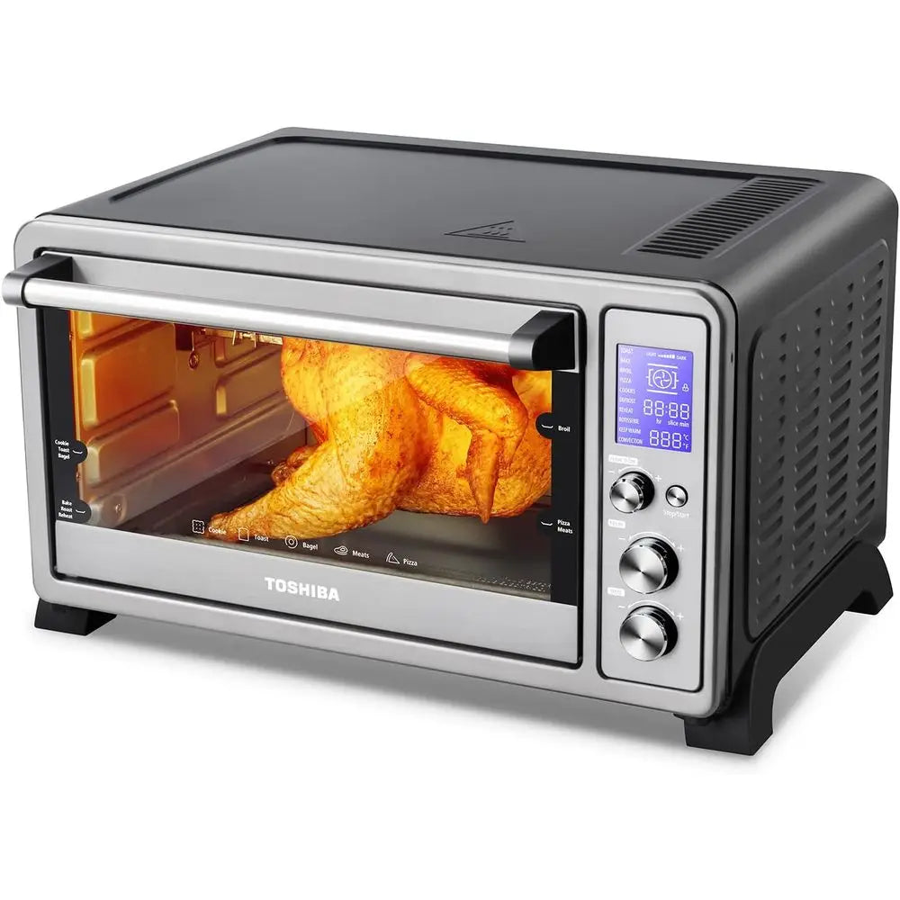 Large 6-Slice Convection Toaster Oven Countertop, 10-In-One with Toast, Pizza and Rotisserie, 1500W, Stainless Steel, Includes 6