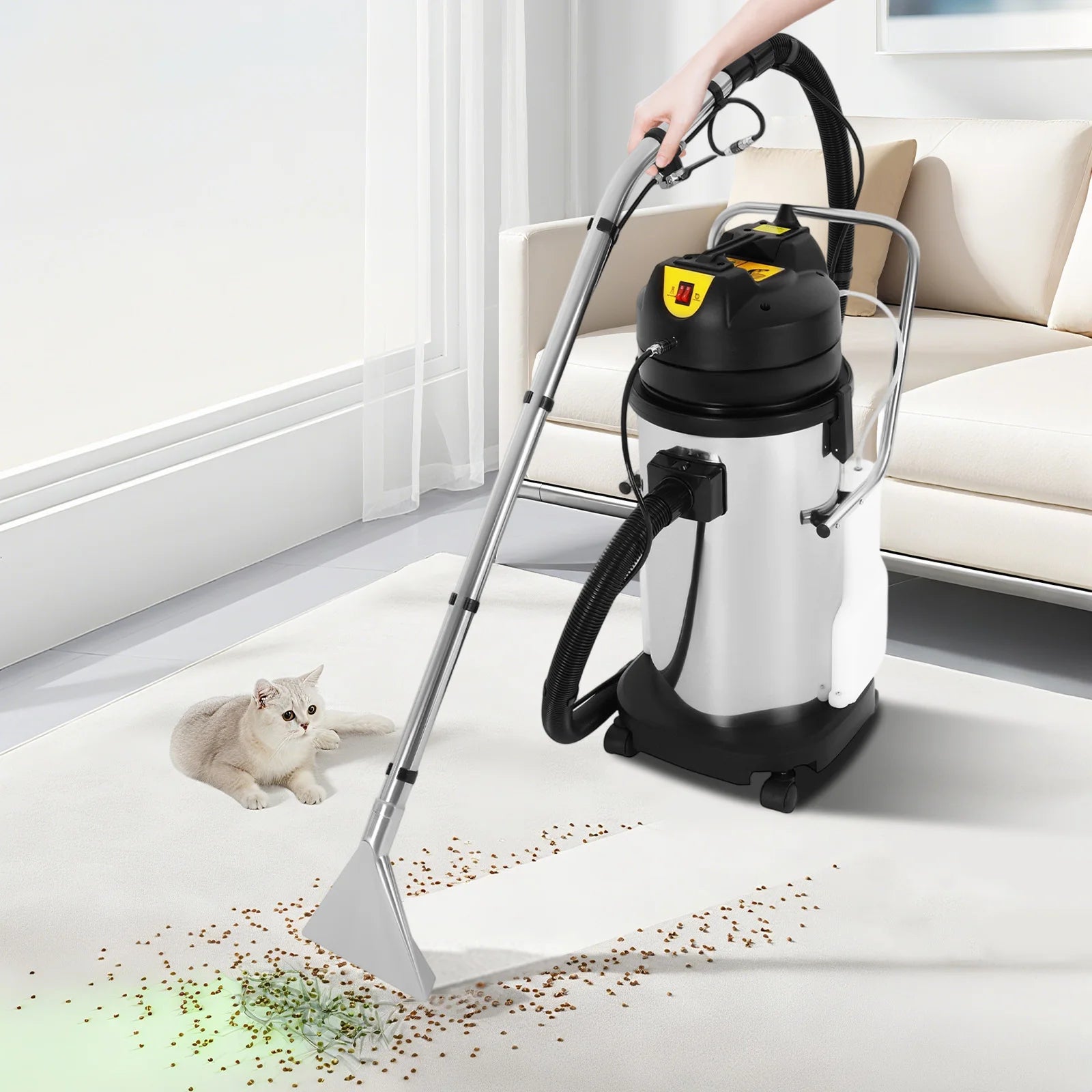 110V Professional Carpet Cleaning Machine Vacuum & Spray Cleaner with Water Sucker for Sofa Curtain Hotel Office Floor Cleaning
