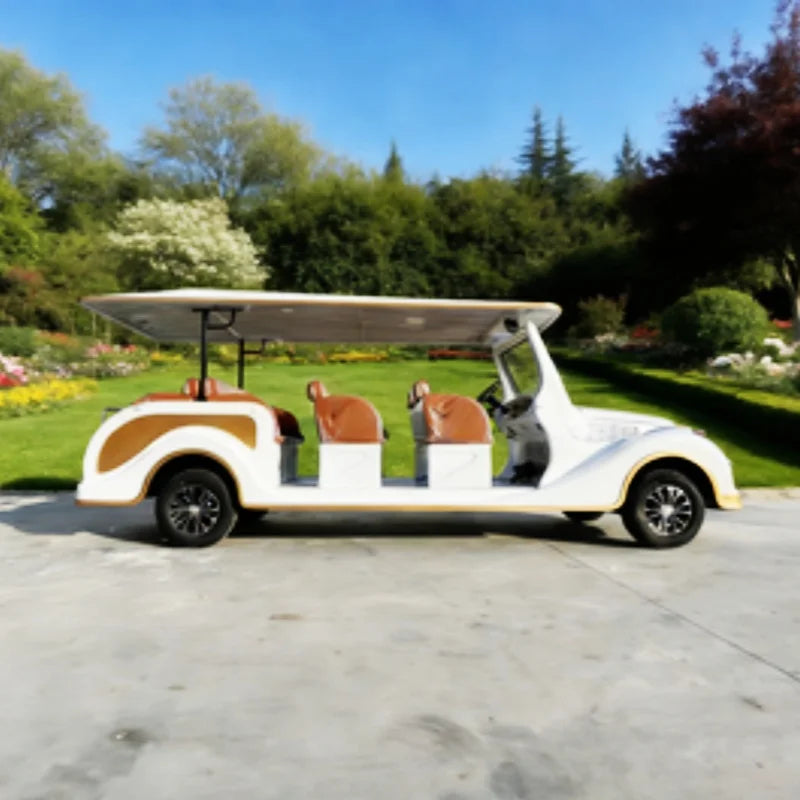 Factory Direct Sales Electric Retro Cars, Electric Sightseeing Vintage Golf Cart Chair Brown Leather For TranSporTing Tourists