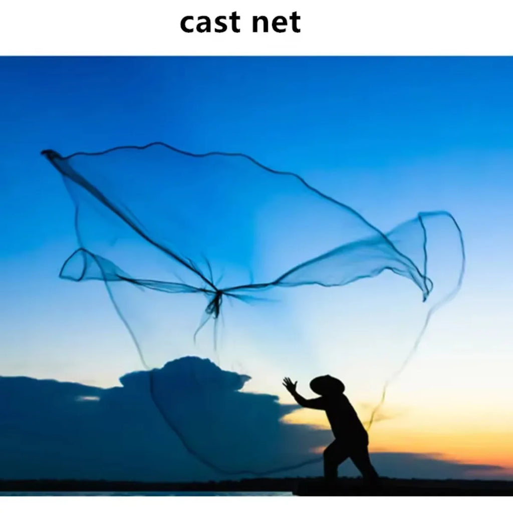 POUI COME DREAM Korea Cast Net for Fishing 3/8 inch Mesh Bait Shrimp Trap Fish Heavy Duty Sinkers Multifilament Nylon Throw Net