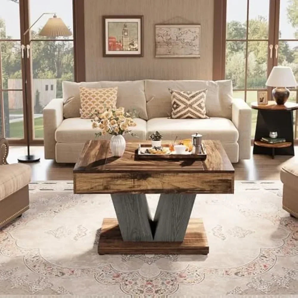 Square Coffee Table, Wood Coffee Tables for Living Room, 31.5" Modern Center Tables Cocktail Tea Table