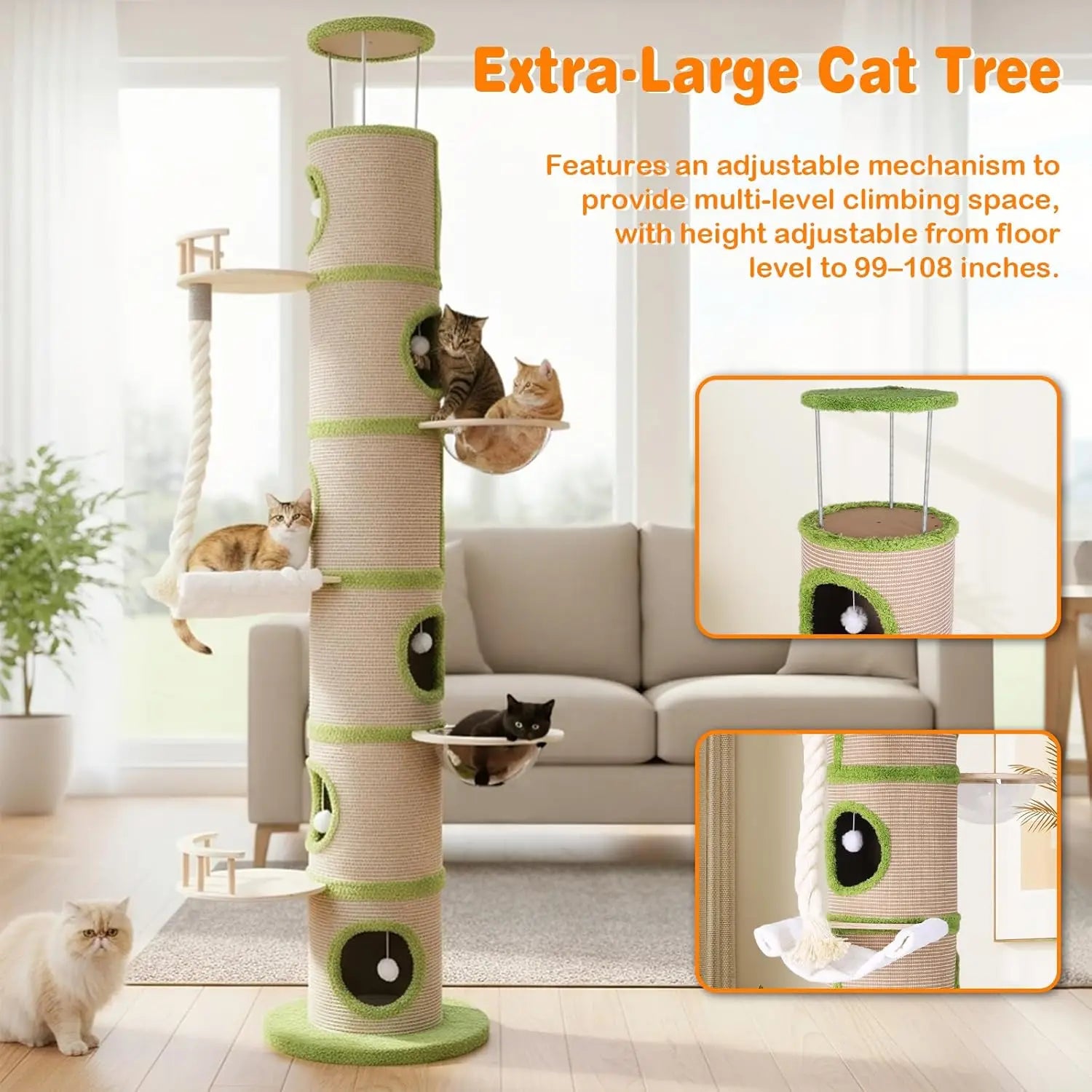 Forest Large Cat Tree with Sisal Scratching Pad Modern Cat Tower Super Large Cat Tree Tower for Indoor Cats Adults, Customized