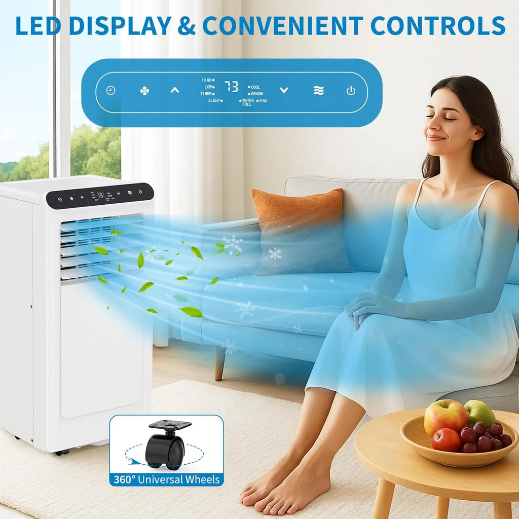 8,000/10,000 BTU Portable Air Conditioner, 3-In-1 Ventless Portable Air Conditioner AC Unit Auto Swing Fan Windows Kit Included