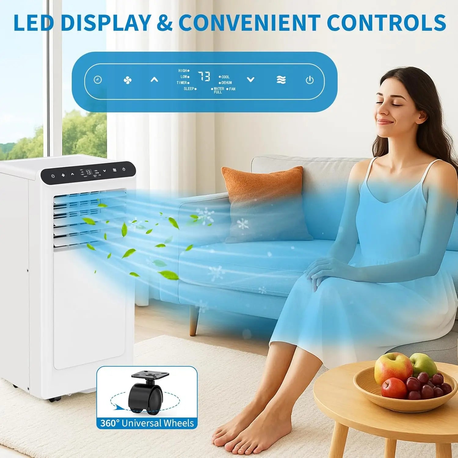 8,000/10,000 BTU Portable Air Conditioner, 3-In-1 Ventless Portable Air Conditioner AC Unit Auto Swing Fan Windows Kit Included