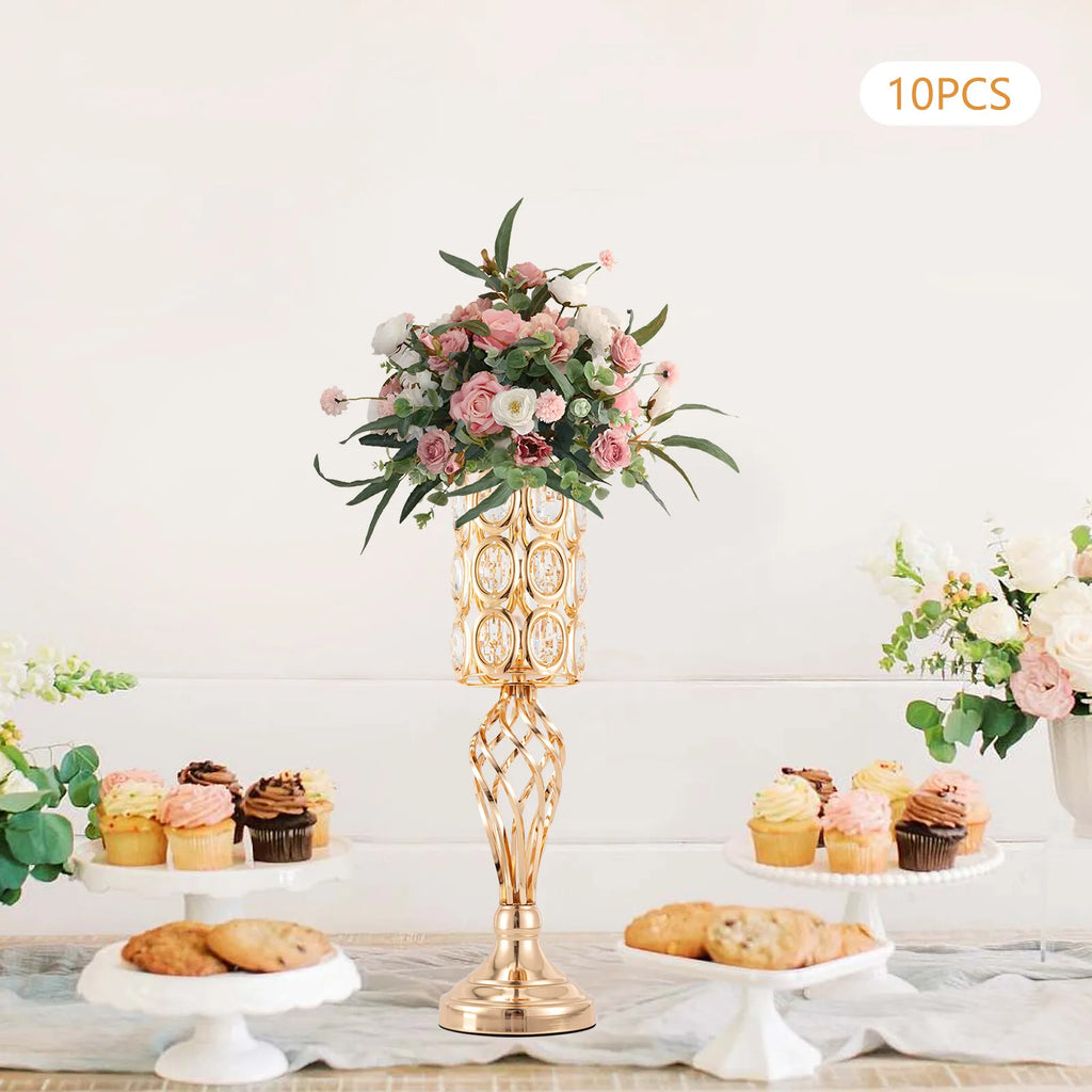 10 Pcs Metal Wedding Table Centerpieces Crystal Flower Vase Stand Party Decor
