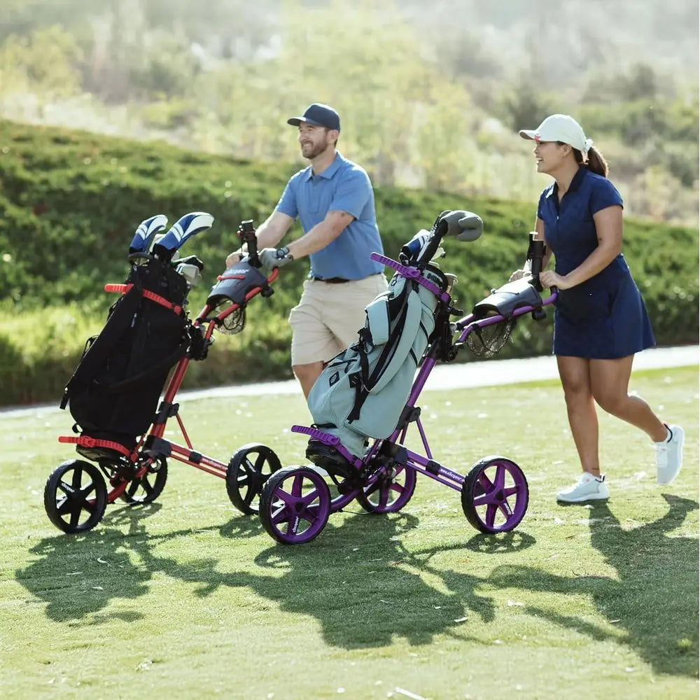 3-Wheel Folding Golf Trolley - Portable EL 4.0 Push Cart for Walking
