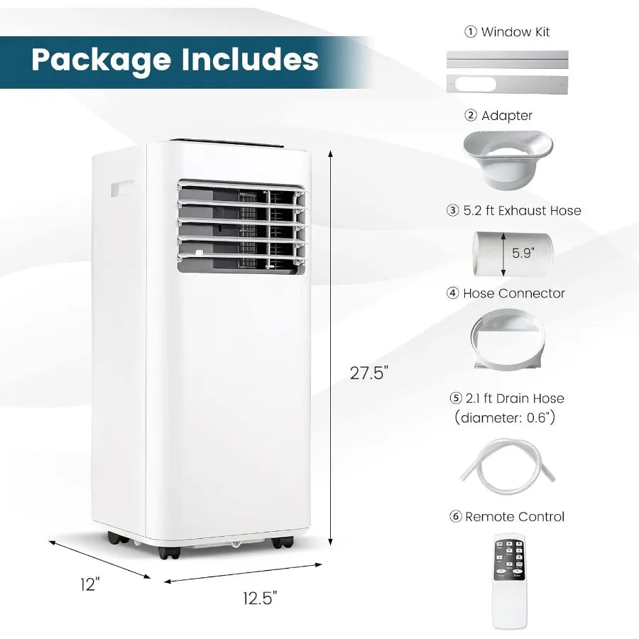 8000 BTU Portable Air Conditioner 3-in-1 Room AC Unit with Remote Control Dehumidifier 24H Timer Window Kit Personal Stand up A