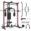 Compact Power Cage with Pulley System for Full-Body Strength Training, Home Gym Squat Rack with PEC Station and Optional Fixed