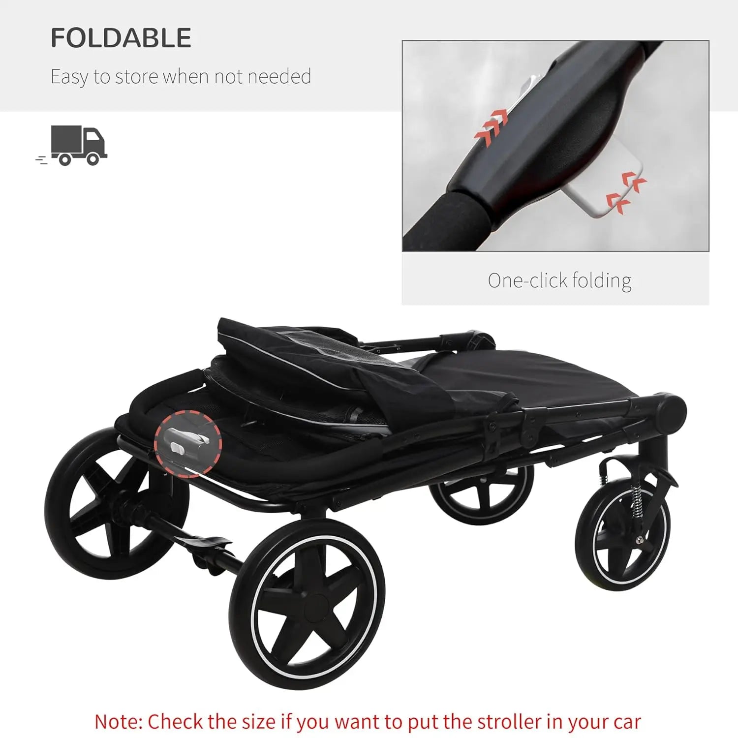 One-Click Foldable Doggy Stroller for Medium Large Dogs, Pet Stroller with Storage, Smooth Ride with Shock, Customized