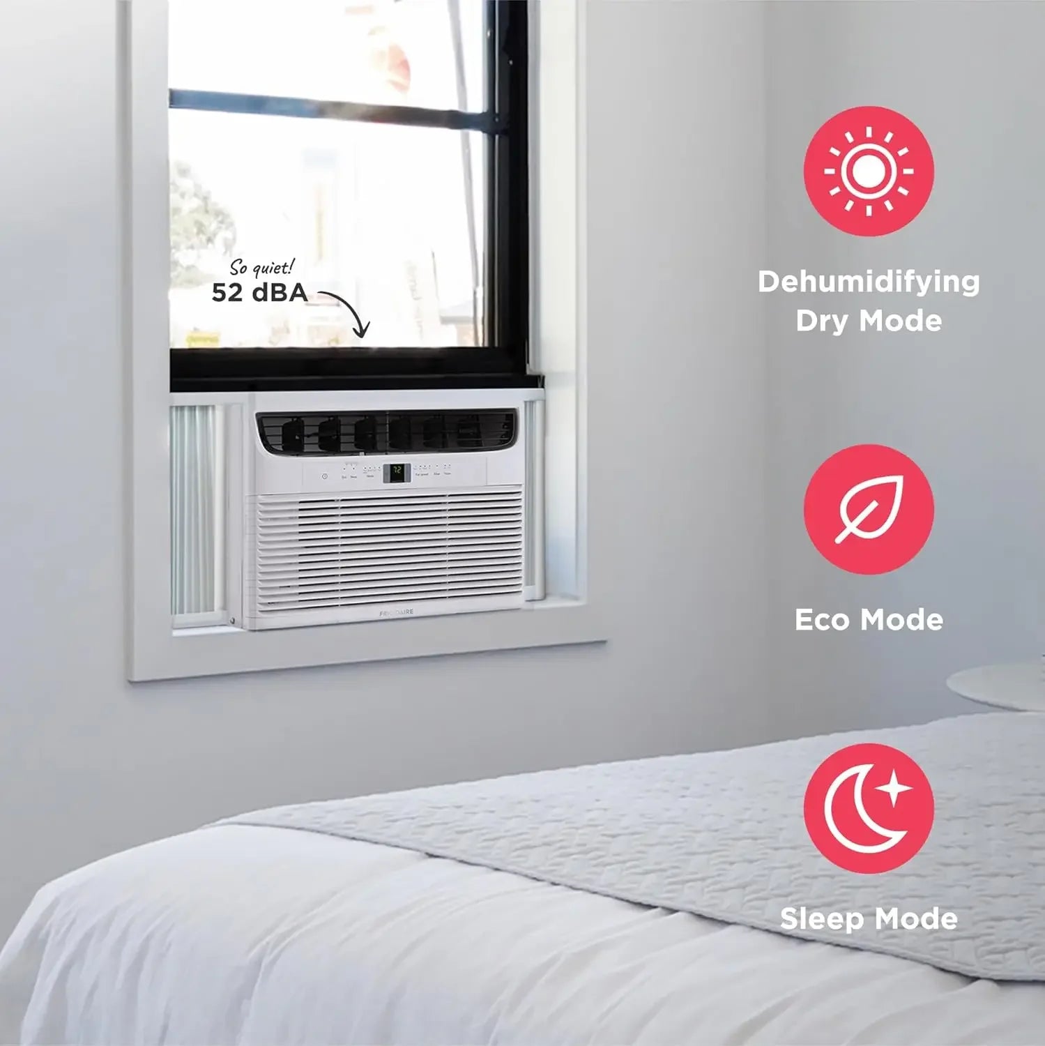 6,000 BTU Window Air Conditioner with Remote Control, Cools Up to 250 Sq. Ft., Quiet Operation, Eco Mode, 3 Fan Speeds,