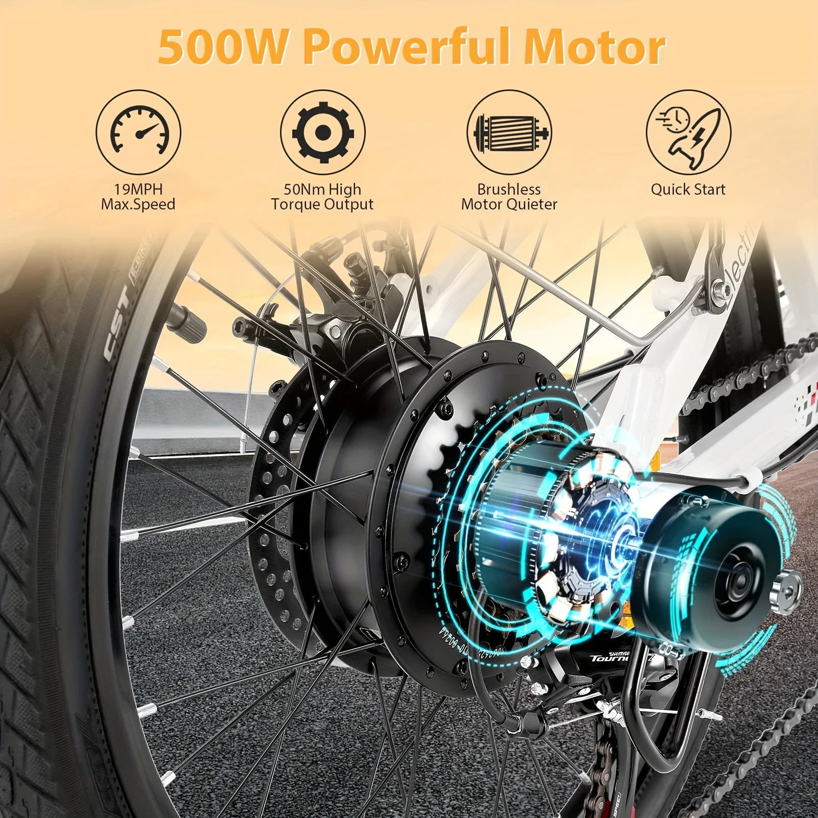 Vivi Electric Bicycle for Adults 20" 500W EBike for Adults with 48V 7.8Ah 374.4Wh High Capacity Removable Battery, Up to 20MPH