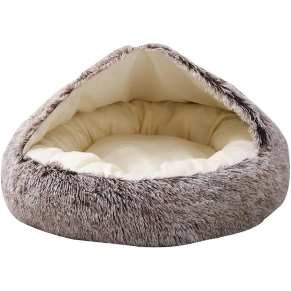 Autumn Winter Warm Plush Pet Bed for Cats and Dogs - Cozy Closed Nest Pad for Comfortable Sleeping
