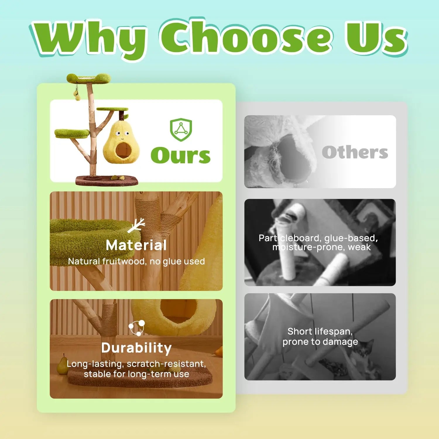 Luxury Cat Tree for Indoor Cats, All-in-One Tall Wood Cat Tree with Scratching Post, Multi-Level Pear Bed for Home, Customized