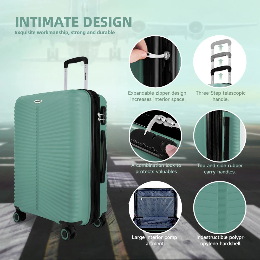New York XPress 20"+24"+28" Luggage Expandable Travel Suitcase PP Hard Shell Luggage Set Rolling Luggages with Spinner Wheels