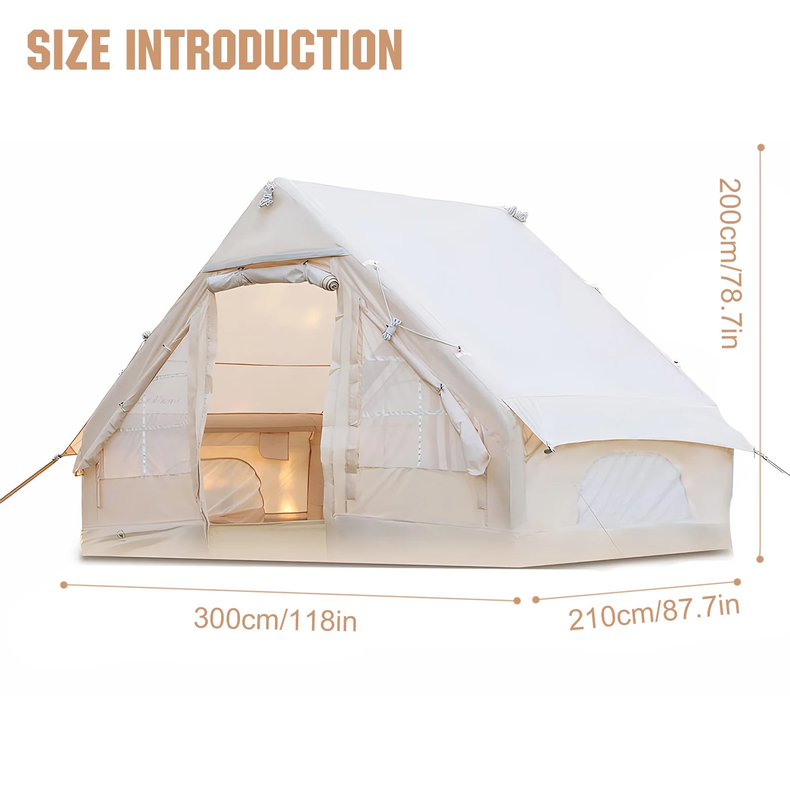 4-6 Person House Instant Glamping Camping Tents House with Hand Pump Inflatable Camping Tent Easy Setup for Adults Travel Hiking