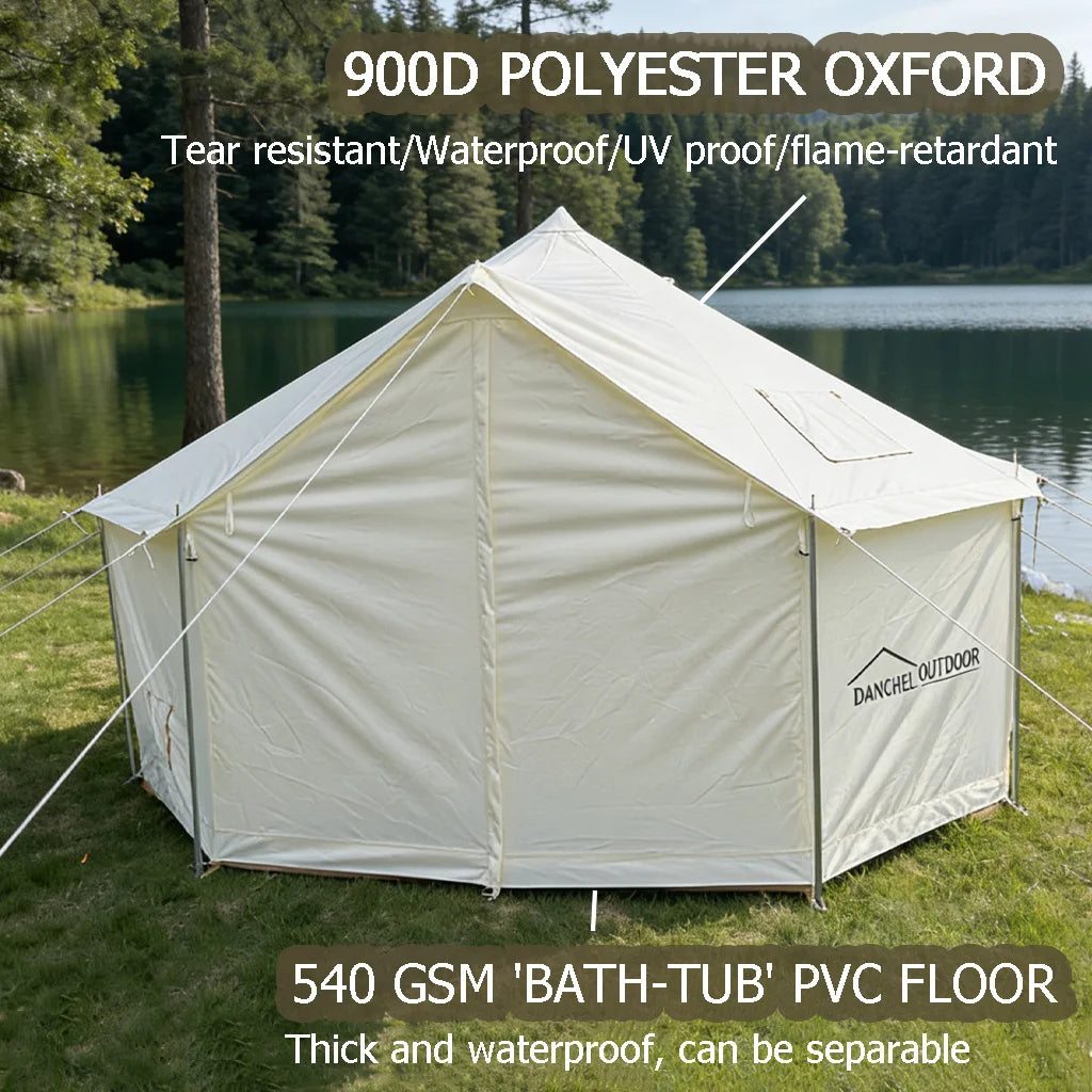 DANCHEL B6 4/5m Glamping Luxury Wall Tents with Stove Jack 900D Oxford No Center Pole 4 Season Houses Camping in Winter Hot Tent