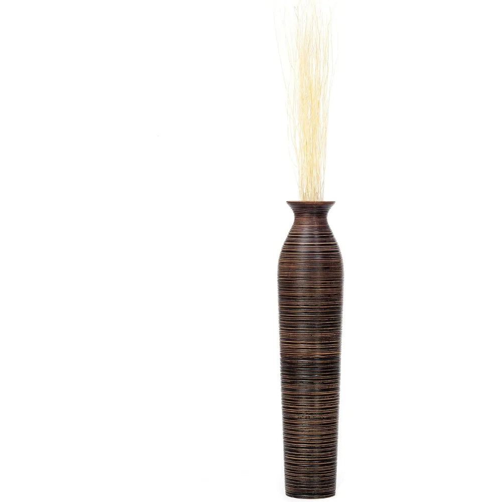 Large Wooden Floor Vase - 34 Inch Tall for Home Decor, Suitable for Fake Plants and Pampas Grass in Farmhouse Style