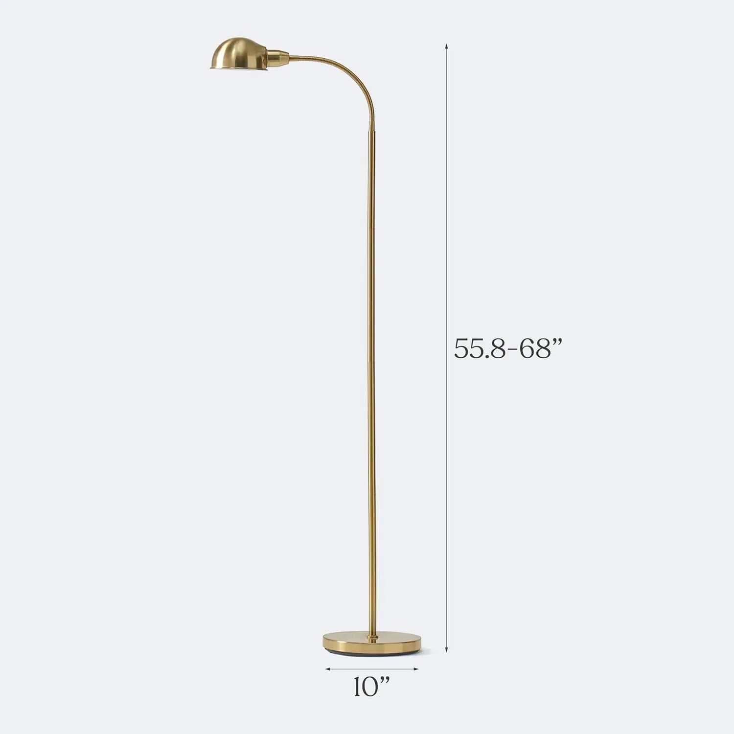 Adjustable Gooseneck LED Floor Lamp with Smart Home Compatibility - Brass Gold Standing Light for Living Room, Office