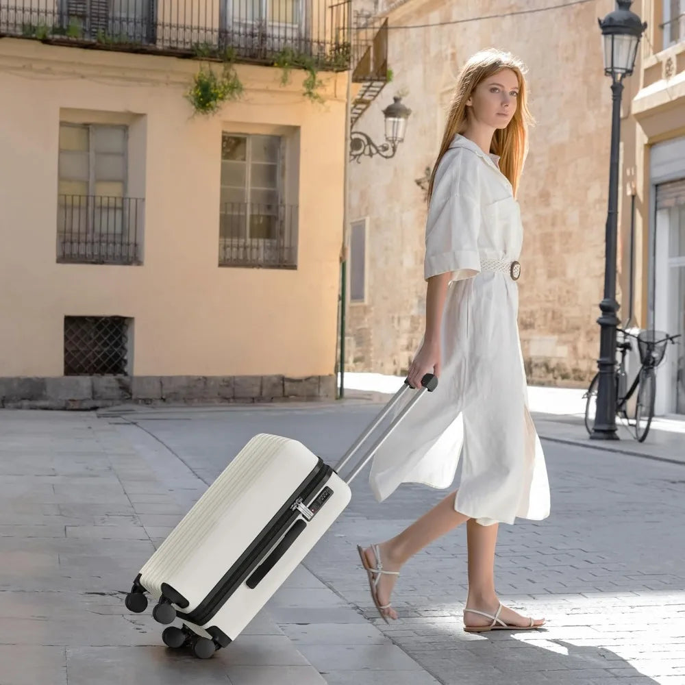 Showko Luggage 3-Piece Set: Durable 100% PC Hardshell Expandable Luggage with TSA Lock and Double Spinner Wheels - 20 & 24 Sizes