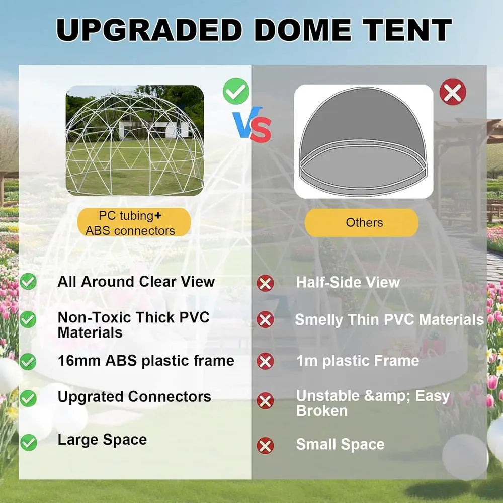 Luxury 12ft Igloo Bubble Tent for 4-7 People - Thickened PVC, Ideal for Camping and Outdoor Adventures