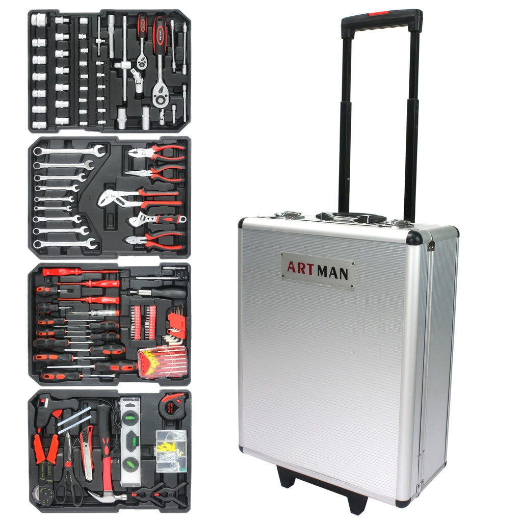 899 Piece Tool Set,Home Tool Kit with Rolling Toolbox,Complete Toolbox Set Hand Tool Set with Toolbox,Auto Repair Tool Set,White