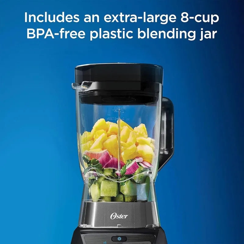Oster Blender and Food Processor Combo with 3 Settings for Smoothies, Shakes, and Food Chopping, Includes 2 24-Ounce Cups, Grey