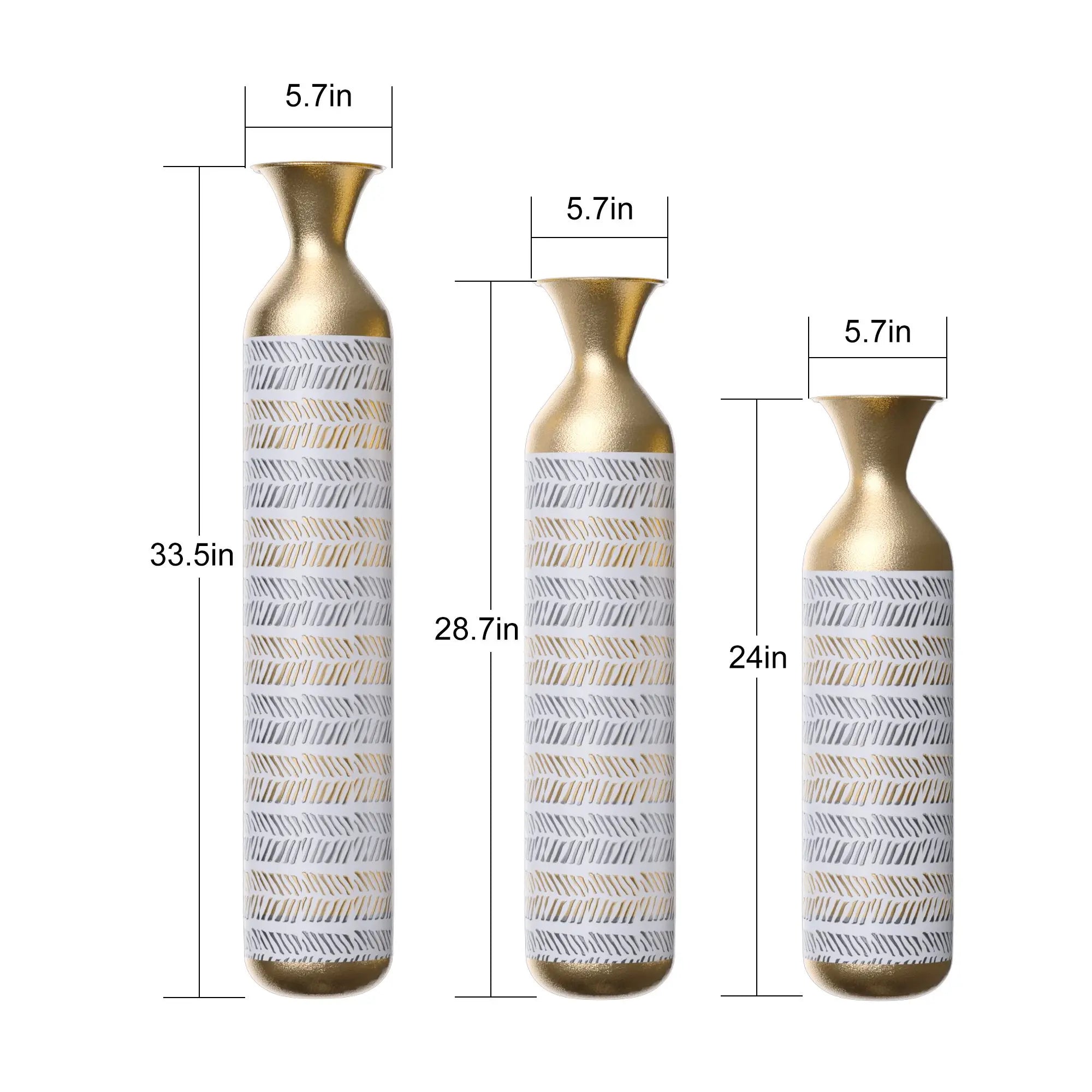 Metal Glazed Floor Vase Set Oversized Vintage Grey 24/28.7/33.5\" Family Farmhouse Pampas Prairie Twigs For Living Room Floor US