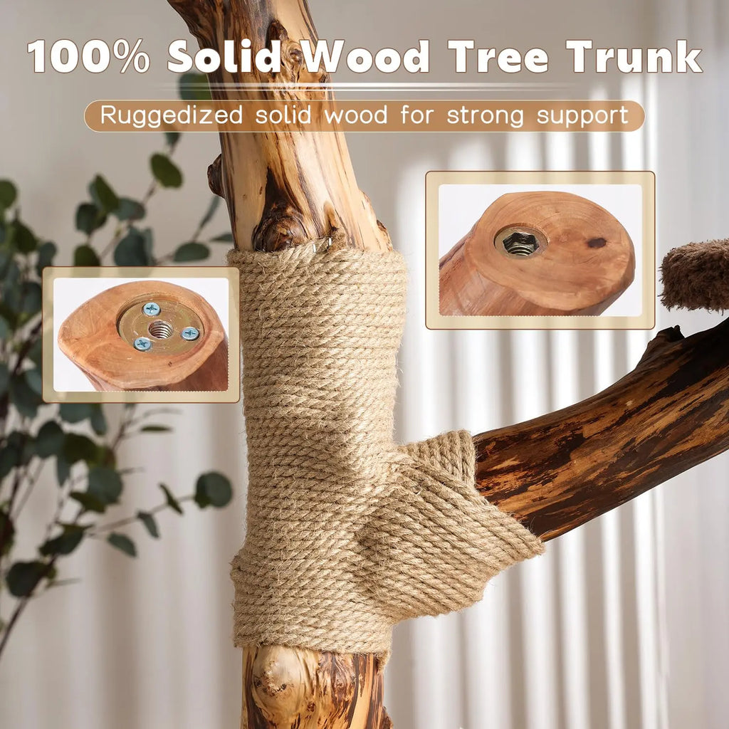 Modern Cat Tree for Indoor Cats,54.7'' Tall Luxury Treehouse Cat Tower with Wood Scratching Posts for Decoration,3, Customized