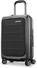 Front Pocket Expandable 21-Inch Hardside Luggage: Durable Impact Resistant with 360° Spinning Wheels for Travel