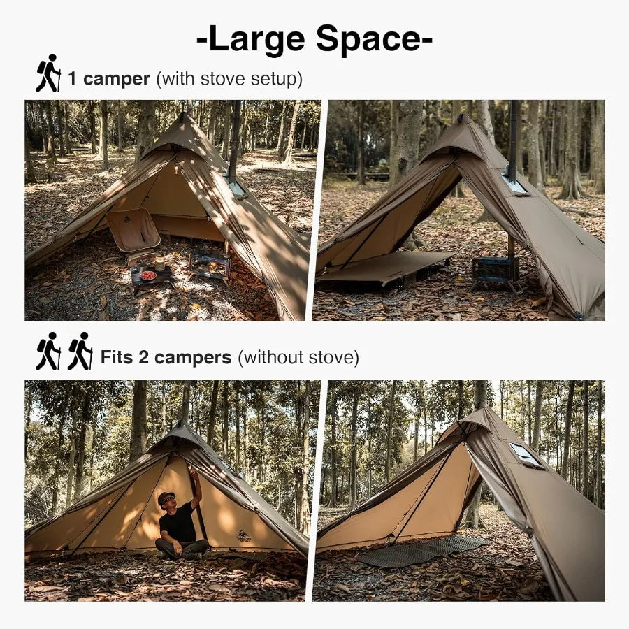 APEX Trail Teepee Tent Waterproof Windproof Hot Tent with Stove Jack for 2 People Ideal for Camping Hiking Bushcraft Bikepackin