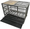 54/48/42/38 inch heavy duty dog crate cage with wheels, indestructible and escape proof steel kennel indoor for high anxiety dog
