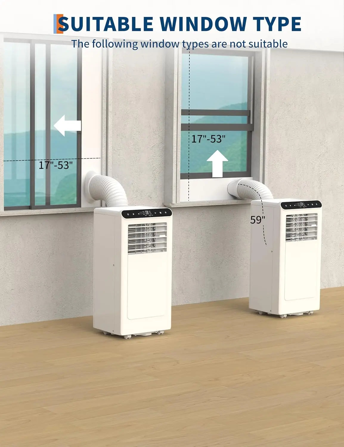 8,000/10,000 BTU Portable Air Conditioner, 3-In-1 Ventless Portable Air Conditioner AC Unit Auto Swing Fan Windows Kit Included