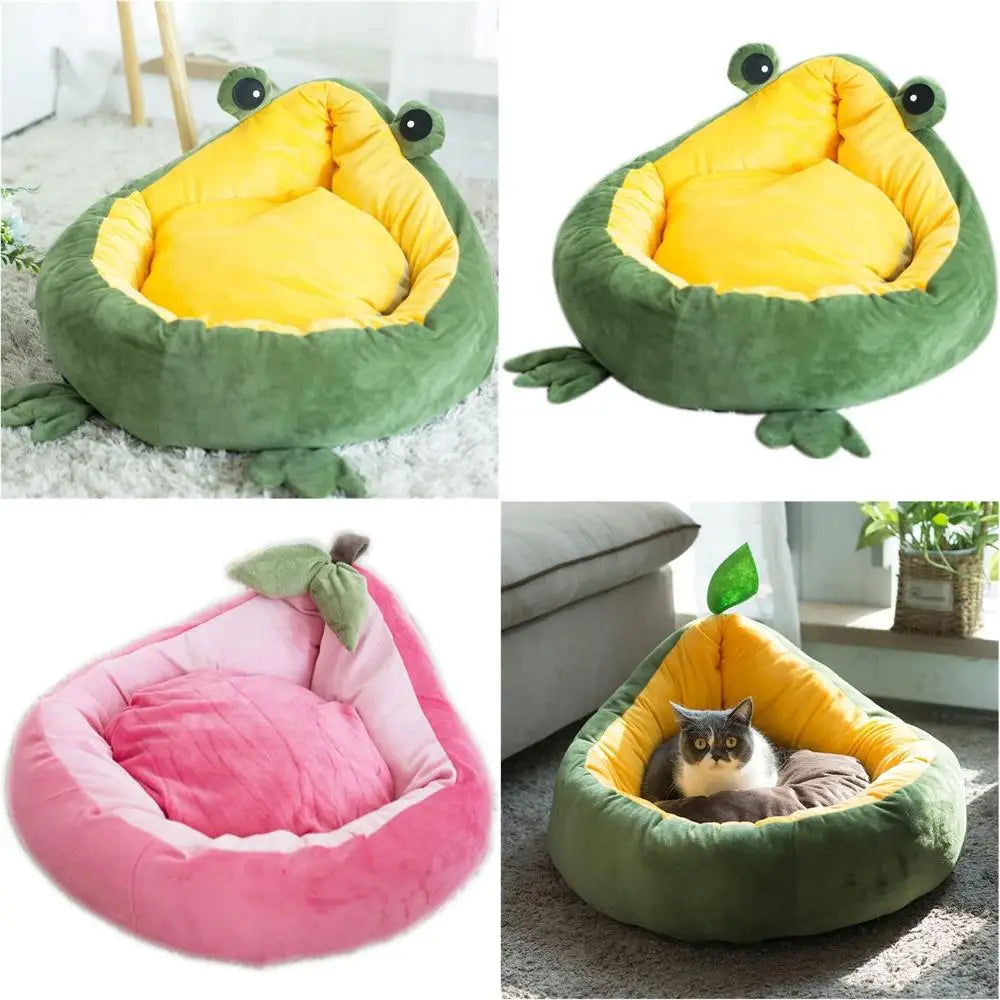 Cute Fruit-Shaped Pet Sofa, Soft Warm Dog Bed, Removable Washable Cat Bed, Pet Nest for Winter Sleeping