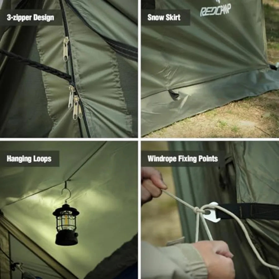 Large Hammock Hot Tent with Stove Jack Waterproof and Windproof Winter Wall Tent with Snow Skirt Ultralight 4 Season Tents for