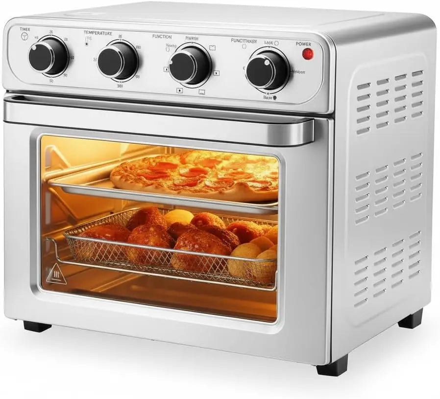 4-in-1 Air Fryer Toaster Oven Combo, 26QT Large Countertop Convection Oven with Bake, Broil, Roast & Dehydrate, Includes 12
