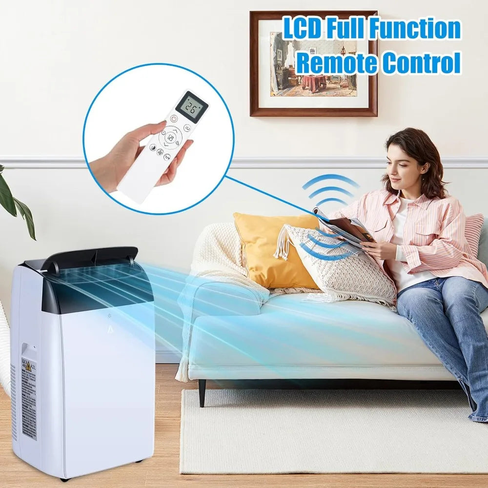 14000 BTU portable air conditioner with cooling capacity of up to 750 square feet, 3-in-1 silent portable air conditioning unit