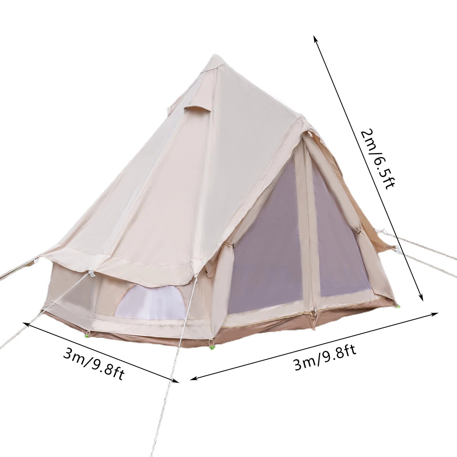 Waterproof Polyester Cotton Bell Tent for 4 Season Family Camping Luxury Glamping Tent All Year Living for 2 People