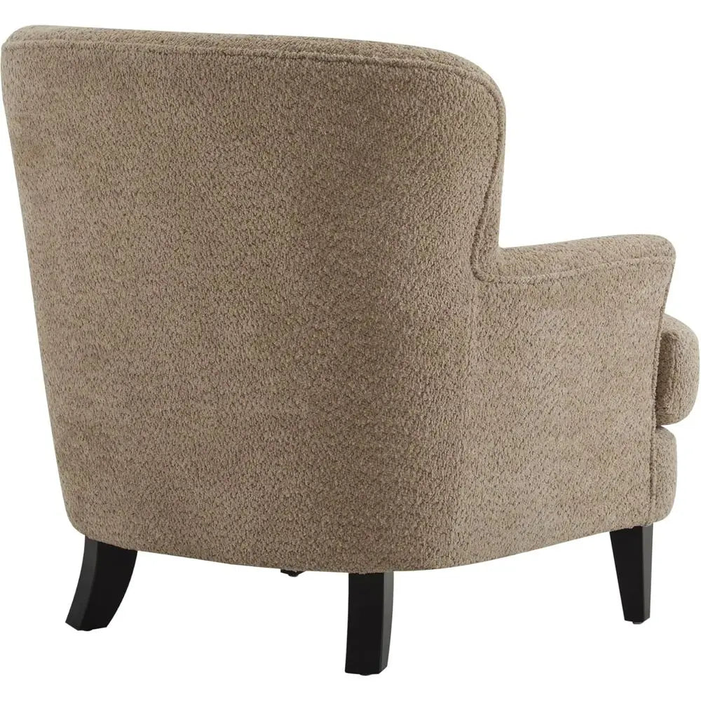 Accent Chair and Ottoman Set, Living Room/Bedroom Wooden Comfy Reading Chair with Footrest Stool, Boucle Upholstered Wingback Si