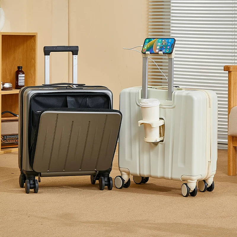 18 inches suitcase swivel wheels male student durable sturdy thick password travel case