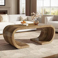 Farmhouse Coffee Table, 47" Heavy Duty C-Shaped Center Table with Curved Base, Large Tea Table for Living Room, Entertainment R