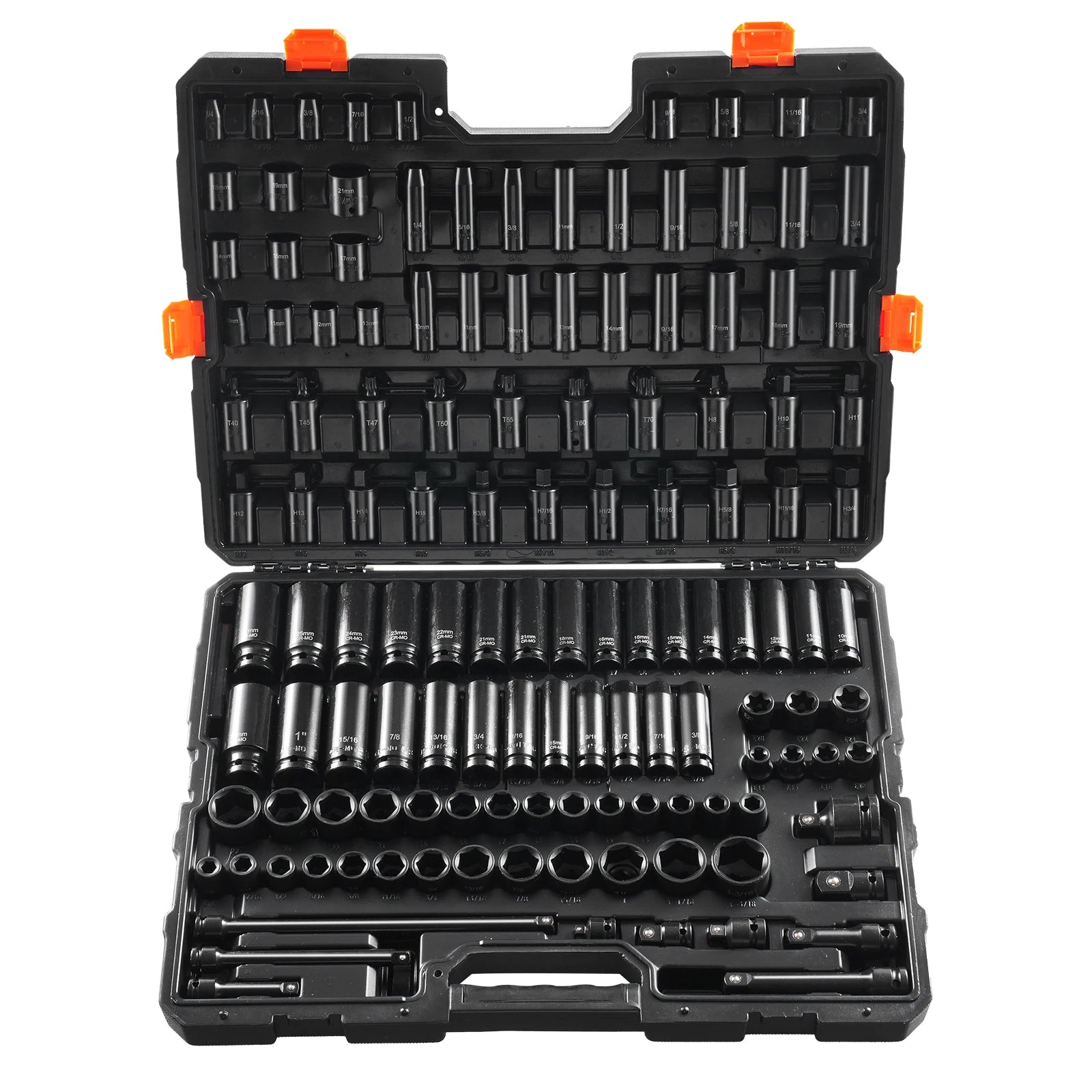 SucceBuy Impact Socket Set SAE and Metric Socket SetCr-Mo Alloy Steel for Auto Repair Rugged Construction Includes Storage Case