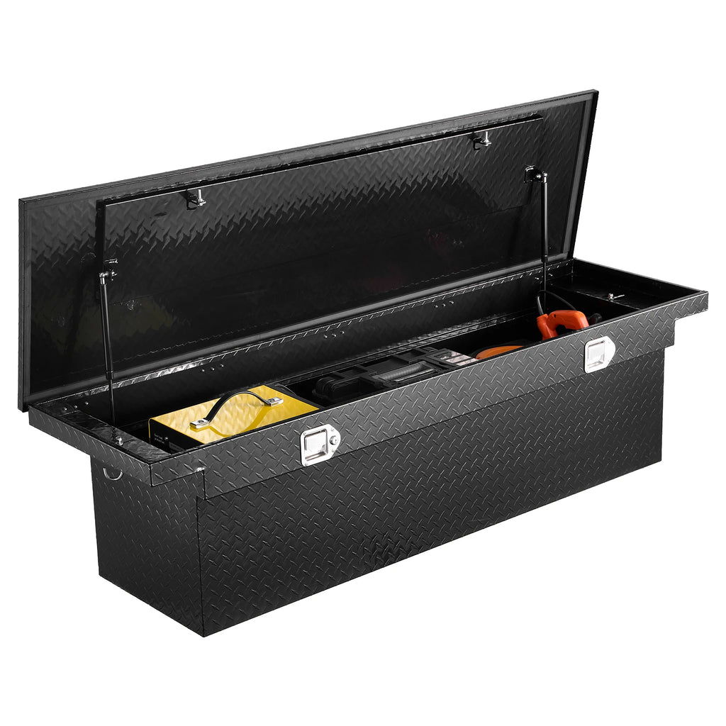 SucceBuy Crossover Truck Tool Box 71x27x18 In Heavy Duty Aluminum Waterproof Storage Organizer with Lock for Truck RV Trailer
