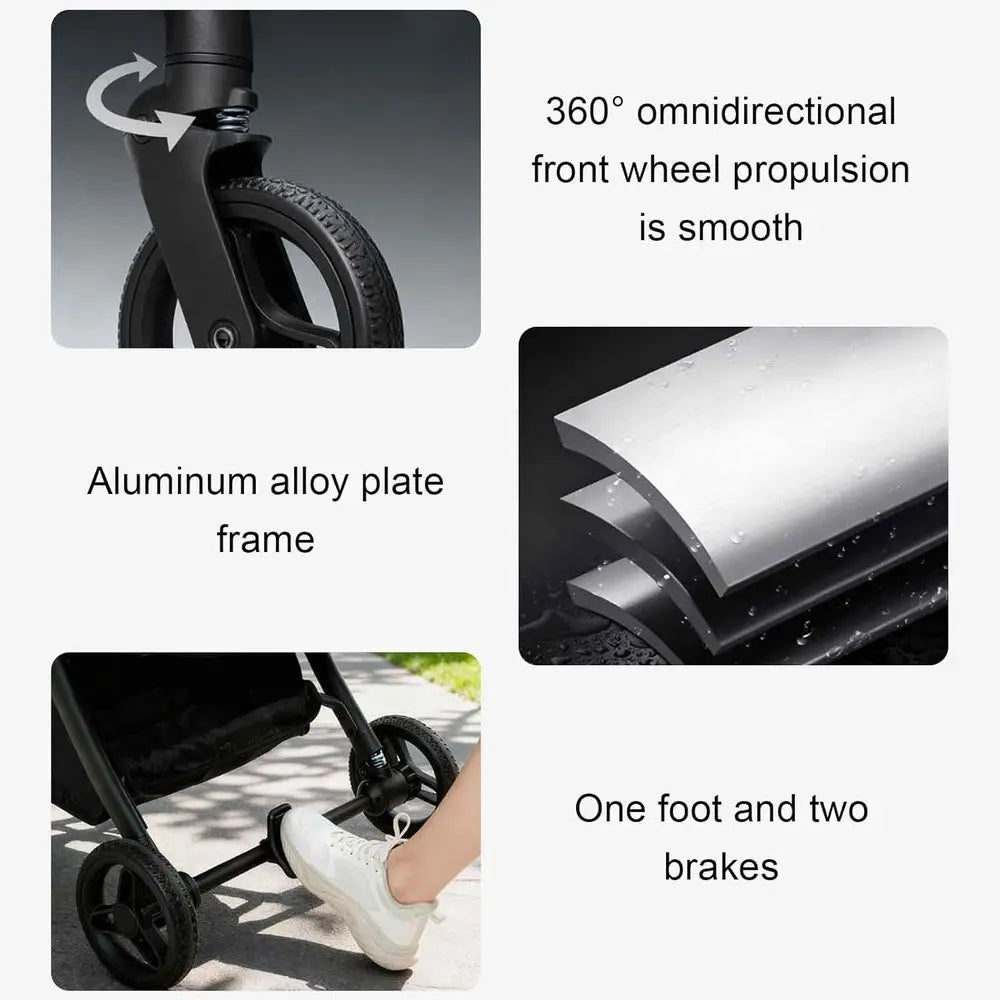 All-Terrain Pet Stroller for Dogs & Cats, 4-Wheel, with Storage and Safety Belts, Khaki