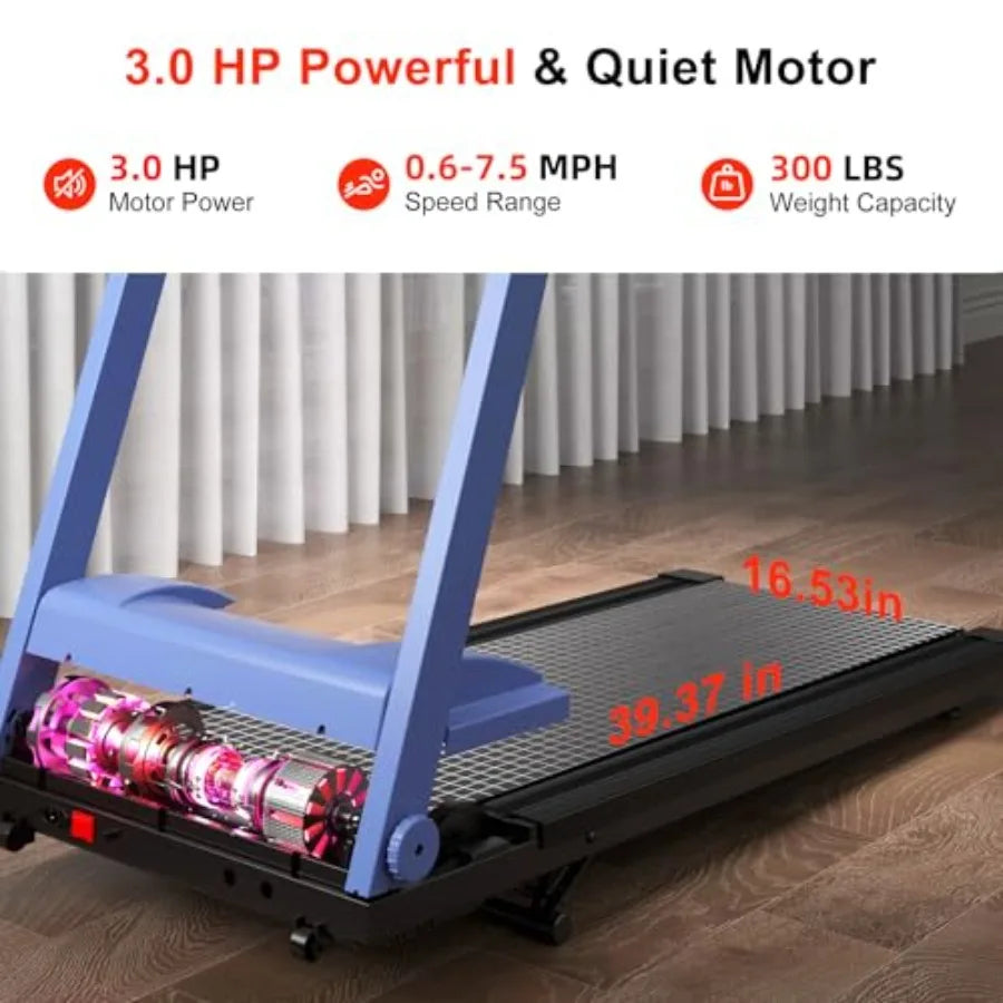 Walking Pad Treadmill 3.0 HP for Home Foldable Treadmill with Incline and App Control 300 LB Capacity Up to 7.5 MPH Black
