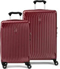 two-piece lightweight hardshell polycarbonate expandable luggage set with 8 spinner wheels in cabernet