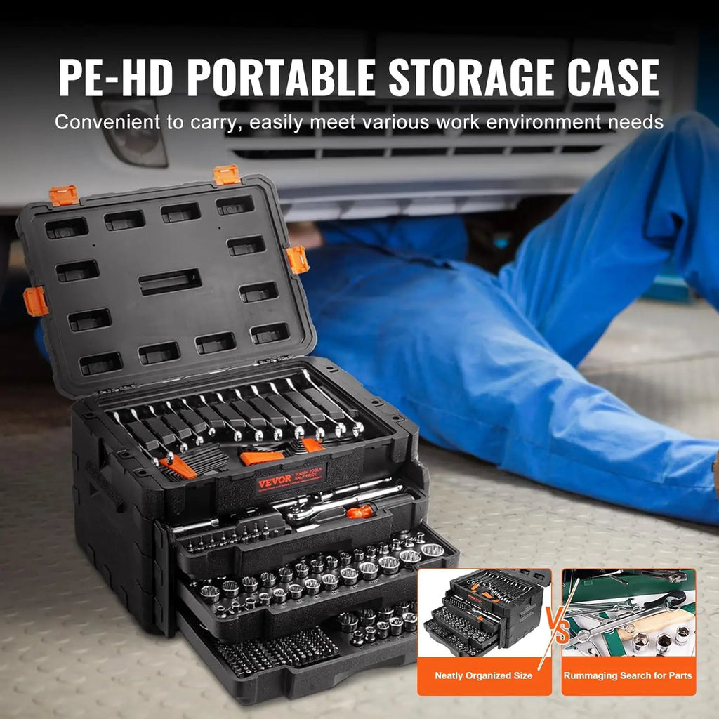 450-Piece Professional Mechanics Tool Set with Sockets, Wrenches, Bits & Storage Case