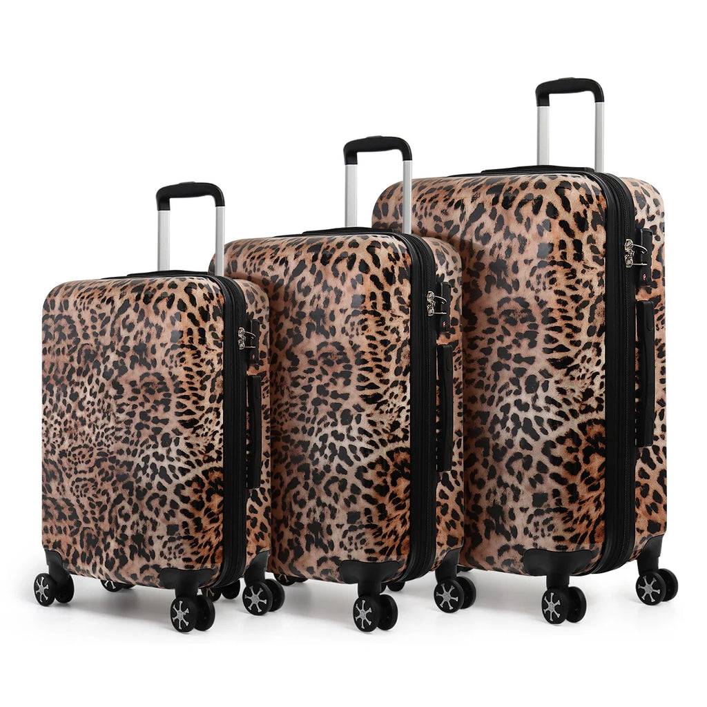 3 Piece Luggage Set Hardshell Expandable Suitcase with Spinner Wheels &TSA Lock Print Lightweight Travel Suitcase Set-20"/24"/28